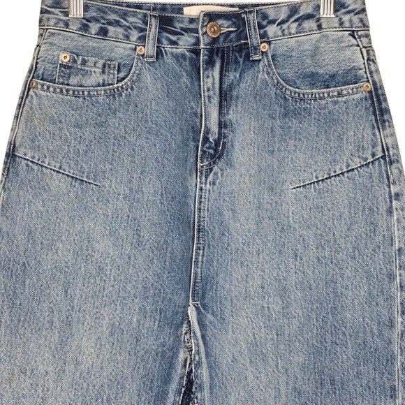 Pistola Kaia Denim Midi Skirt Blue Cult Front Back Slit Size 25 - Picture 3 of 12